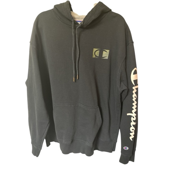 Champion Powerblend Fleece Men’s C Camo Logo Black Hoodie/Sweatshirt XXL - Picture 1 of 7